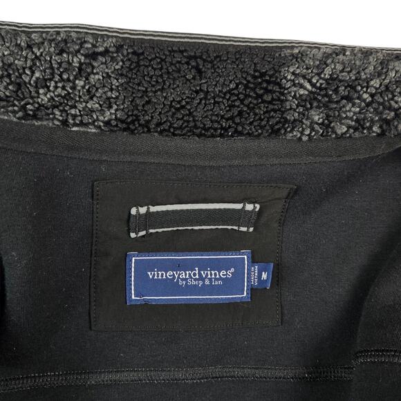 Mens Vineyard Vines On The Go Full Zip Sherpa Size Medium Black Gray Plaid - Picture 6 of 8